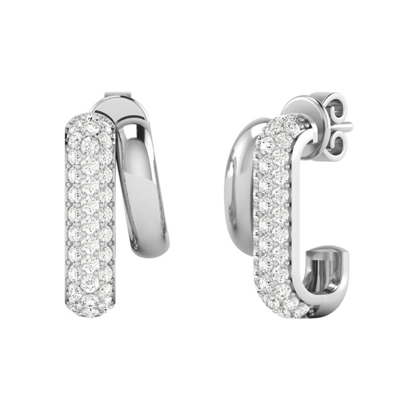 Pave and Gold Domed Earrings