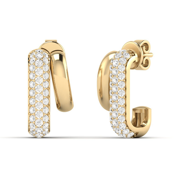 Pave and Gold Domed Earrings