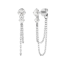 Load image into Gallery viewer, Starlight Two Stone Chain Earrings