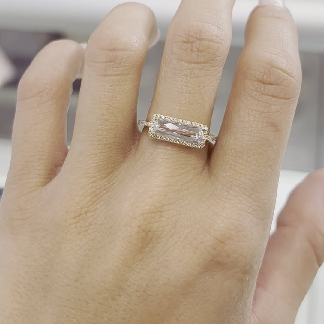 LUCENTE 18K YELLOW GOLD DIAMOND RING WITH WHITE TOPAZ Crawford Jewelers