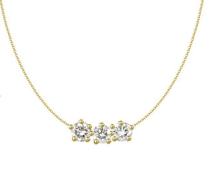 Dainty 3 Stone Diamond Necklace