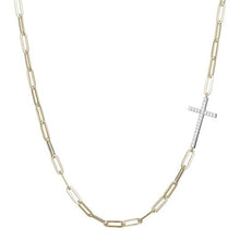 Load image into Gallery viewer, Sideways Cross Crystal 3mm 17&quot; Paperclip Necklace
