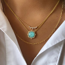 Load image into Gallery viewer, AMAZON BREEZE 18K YELLOW GOLD DIAMOND NECKLACE WITH CLEAR QUARTZ OVER AMAZONITE
