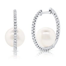 Load image into Gallery viewer, Pearl and Diamond Huggie
