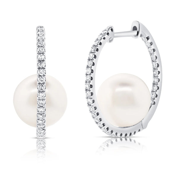 Pearl and Diamond Huggie