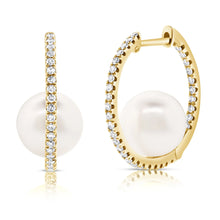 Load image into Gallery viewer, Pearl and Diamond Huggie
