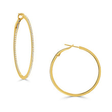 Load image into Gallery viewer, 14K Gold Diamond Hoops 1.5&quot;
