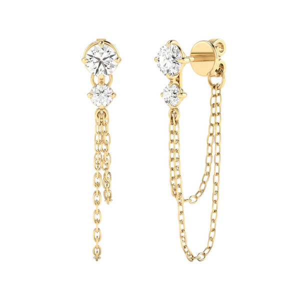 Starlight Two Stone Chain Earrings