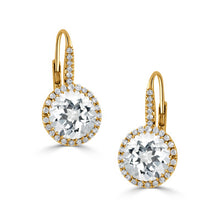 Load image into Gallery viewer, 18K Yellow Gold Diamond Earring with White Topaz
