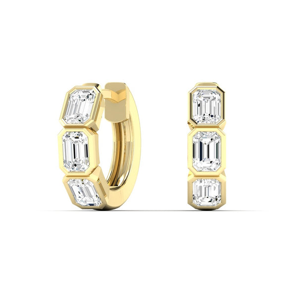 Emerald Bezel Huggies