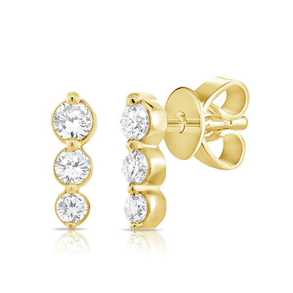 Grace 3 Stone Studs