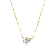Load image into Gallery viewer, East-West Bezel Pear Solitaire Necklace
