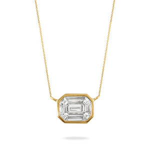 MONDRIAN 18K YELLOW GOLD INVISIBLE SET DIAMOND NECKLACE