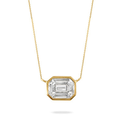 MONDRIAN 18K YELLOW GOLD INVISIBLE SET DIAMOND NECKLACE