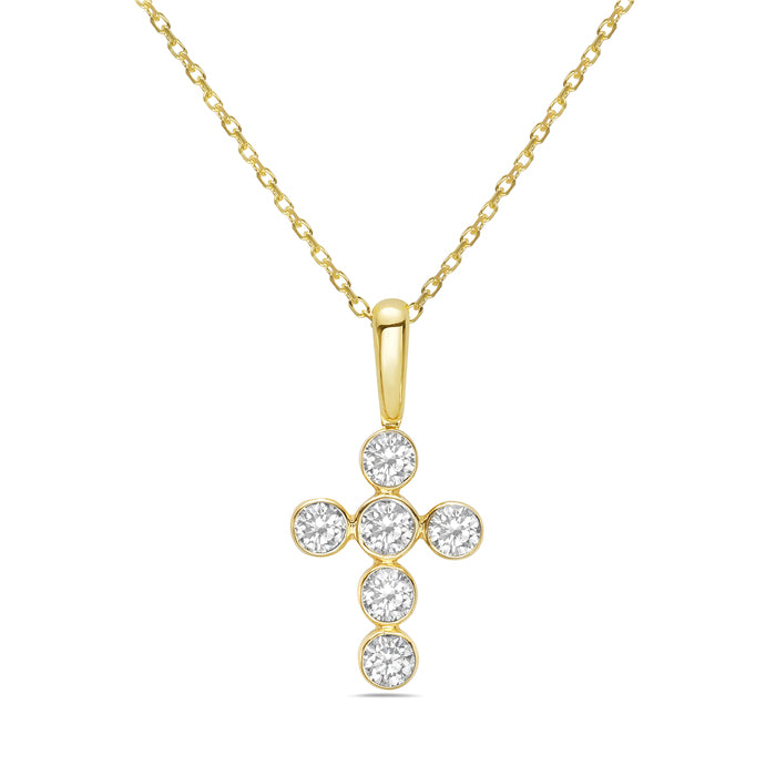 Bezel Diamond Cross Necklace