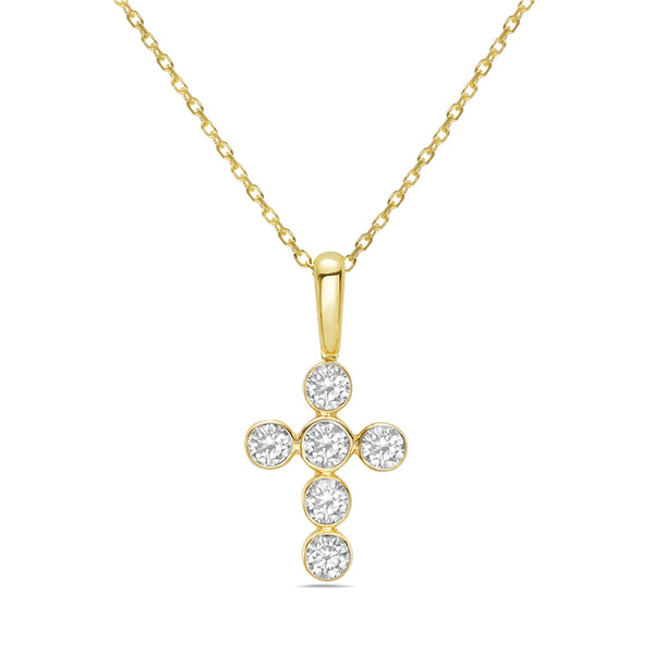 Bezel Diamond Cross Necklace