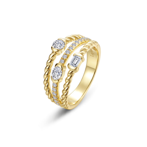Mixed Cut Half Bezel Rope Ring