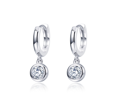 Bezel Set Huggie Earrings