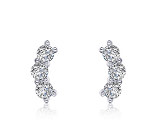 3 Stone Stud Earrings