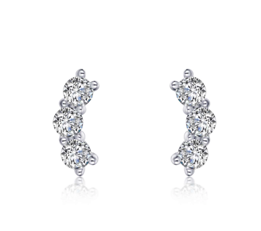 3 Stone Stud Earrings