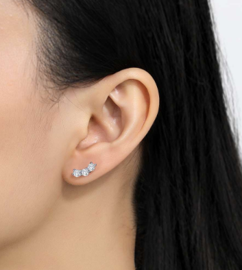 3 Stone Stud Earrings