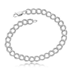 Sterling Silver Medium Double Curb Link Charm Bracelet