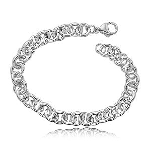 Sterling Silver Heavy Link Charm Bracelet