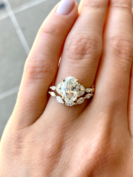 Custom Oval and Marquise Diamond Engagement Ring