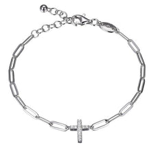 Load image into Gallery viewer, Small Cross Crystal 3mm Paperclip Bracelet
