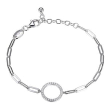 Load image into Gallery viewer, Circle 3mm Crystal Paperclip Bracelet
