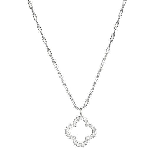 Crystal Clover 2mm Paperclip Necklace