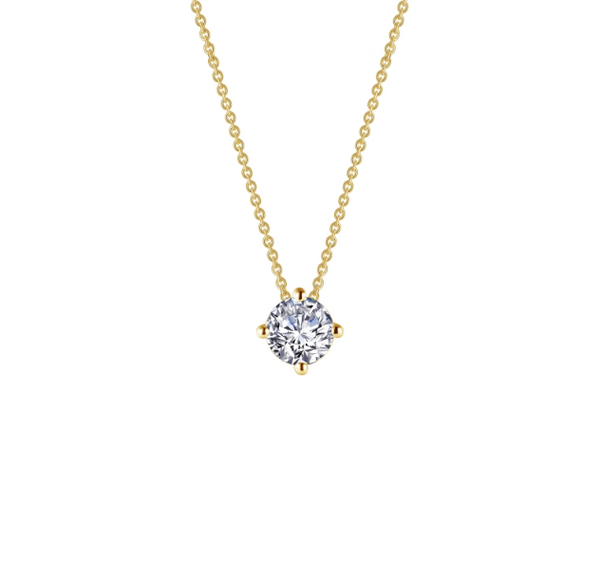 Floating Four Prong Solitaire Gold Necklace