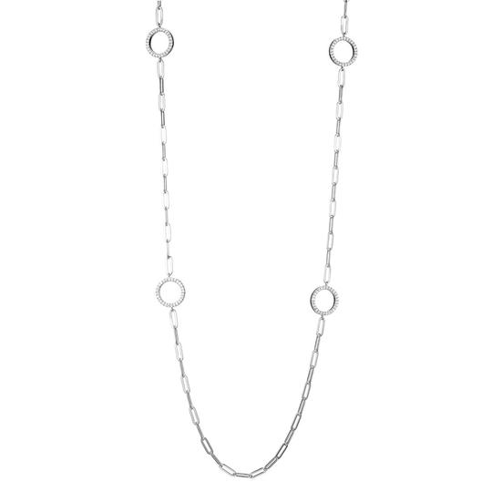 Circle Crystal 36" Paperclip Necklace