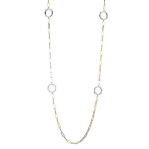 Circle Crystal 36" Paperclip Necklace
